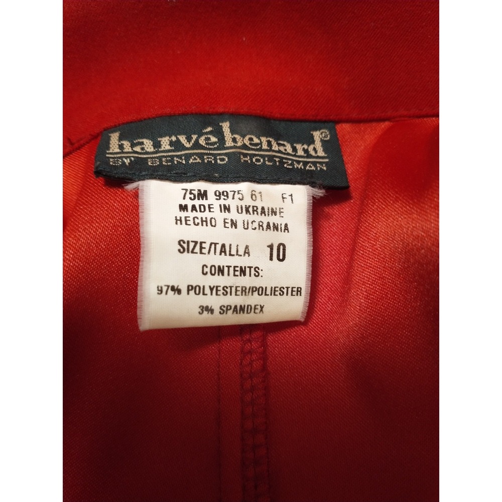 Vintage Harve Benard Red Satin Blazer Jacket Women's Size 10 Classic 90s Career - Picture 10 of 15